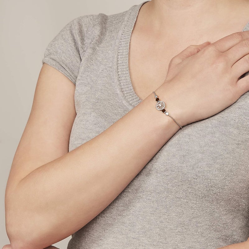 فوسيل سوار فوسيل النسائي المصنوع من الفولاذ المقاوم للصدأ والمرصّع بقرص من عرق اللؤلؤ، باللون الذهبي الوردي - Image 4