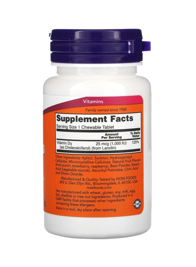 Now Foods Chewable Vitamin D-3 1000 IU Dietary Supplement - 180 Chewables - Image 2