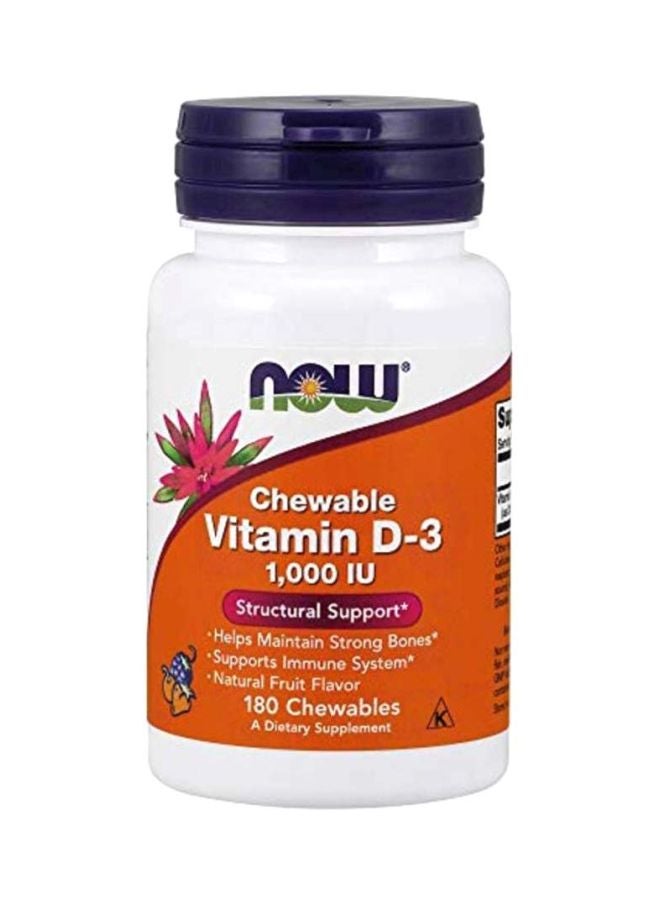 Now Foods Chewable Vitamin D-3 1000 IU Dietary Supplement - 180 Chewables - Image 1