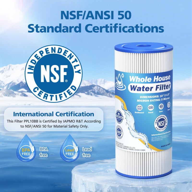 Caehomly 5 Micron 10" x 4.5" Whole House Water Filter Compatible with GE FXHSC, GXWH40L, Plumber W50PEHD, Culligan R50-BBSA, Pentek R50-BB, W10-PR, DuPont WFHDC3001, W50PEHD, High Flow Sediment Filters, 4 Pack - Image 3