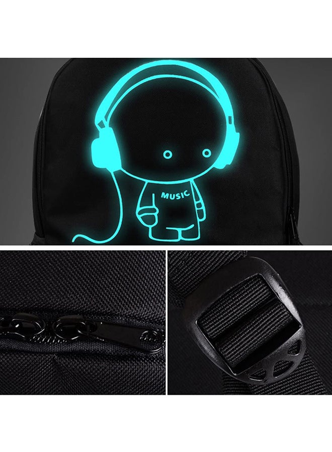 Anti-Theft Student School Bag Anime Luminous Usb Charge Laptop Computer Backpack Black - Image 4