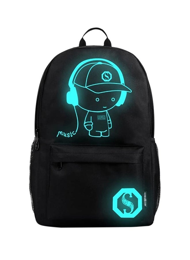 Anti-Theft Student School Bag Anime Luminous Usb Charge Laptop Computer Backpack Black - Image 1