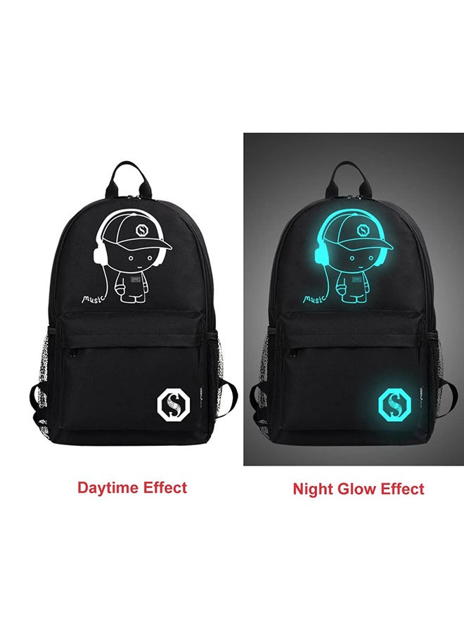 Anti-Theft Student School Bag Anime Luminous Usb Charge Laptop Computer Backpack Black - Image 2