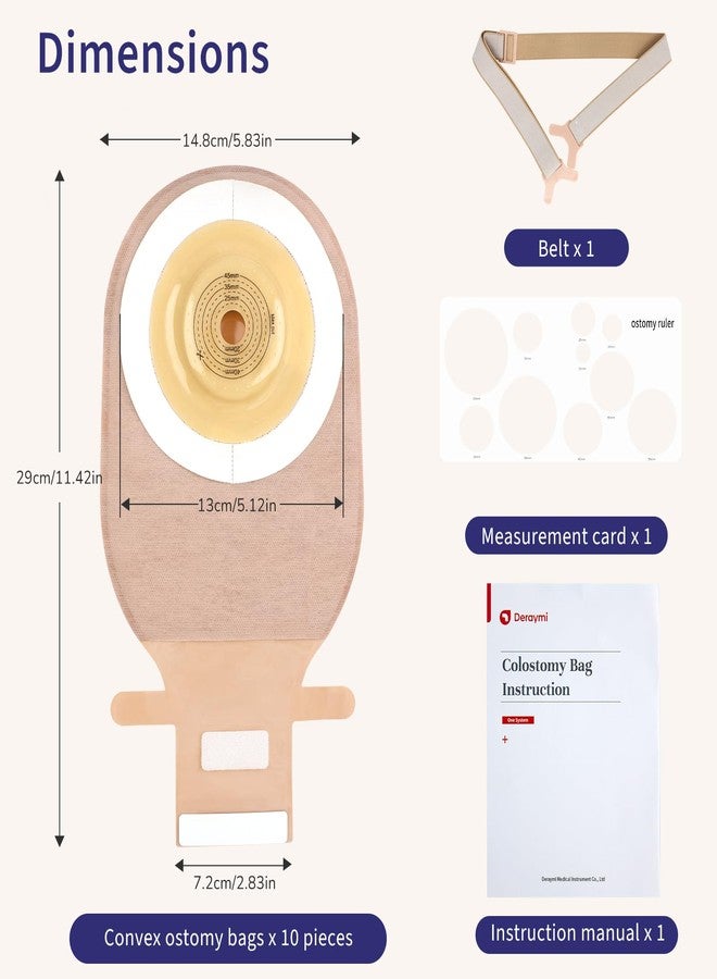 DERAYMI 10 PCS Colostomy Bags Convex Ostomy Bag, One-Piece Ostomy Drain Pouches with A Belt for Irregular Stoma Uneven Wrinkled Skin, Max 45mm - Image 5