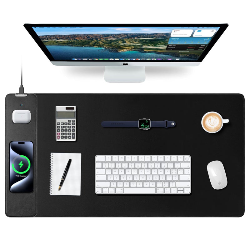 ExtreLife Mouse Pad with Wireless Charging Gaming Mouse Pad with UltraSmooth Surface Large XXL Desk Mat NonSlip Mouse Mat Waterproof Computer Keyboard Pad for Gaming Desk Office PC 800x400x4MM Black - Image 2