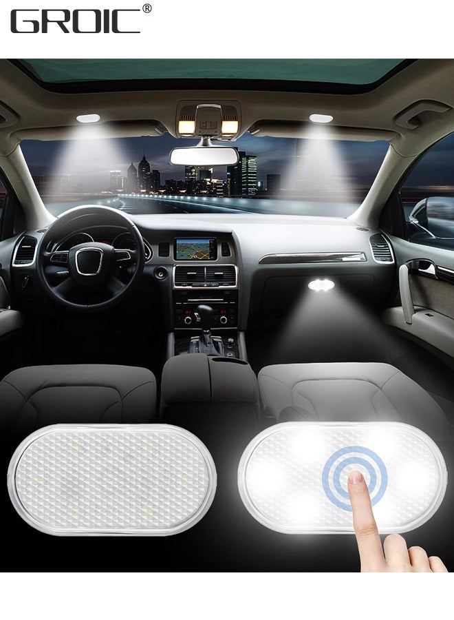 GROIC 2 Pcs USB Rechargeable Car Touch Light, Magnetic Night Light with Touch Activated On/Off, LED Lamp Beads Wall Light for Car, Bathroom, Bedroom, Stairs, Hallway, Garage - Image 1