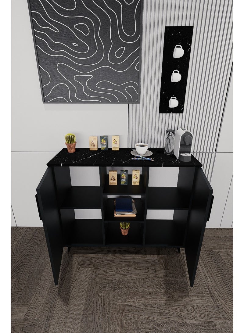 كوفي وورلد ركن قهوة لون أسود مع رف بتصميم اثاث عصري - Image 4