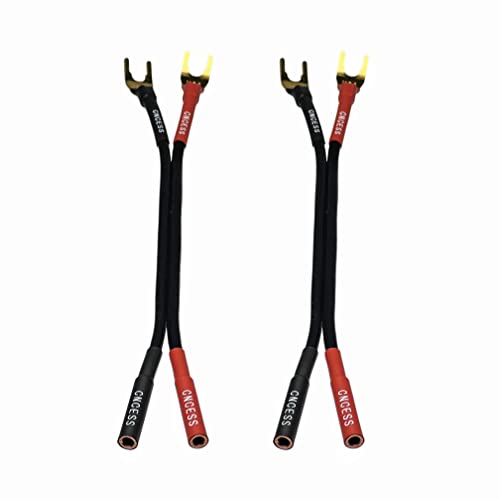 CNCESS CESS-079 Banana Plug to Spade Plug Adapter Cable, Female Banana Jack to Large Spade, 12 AWG Tinned Copper Wire, 6-Inch Length (Large Spade) - Image 1