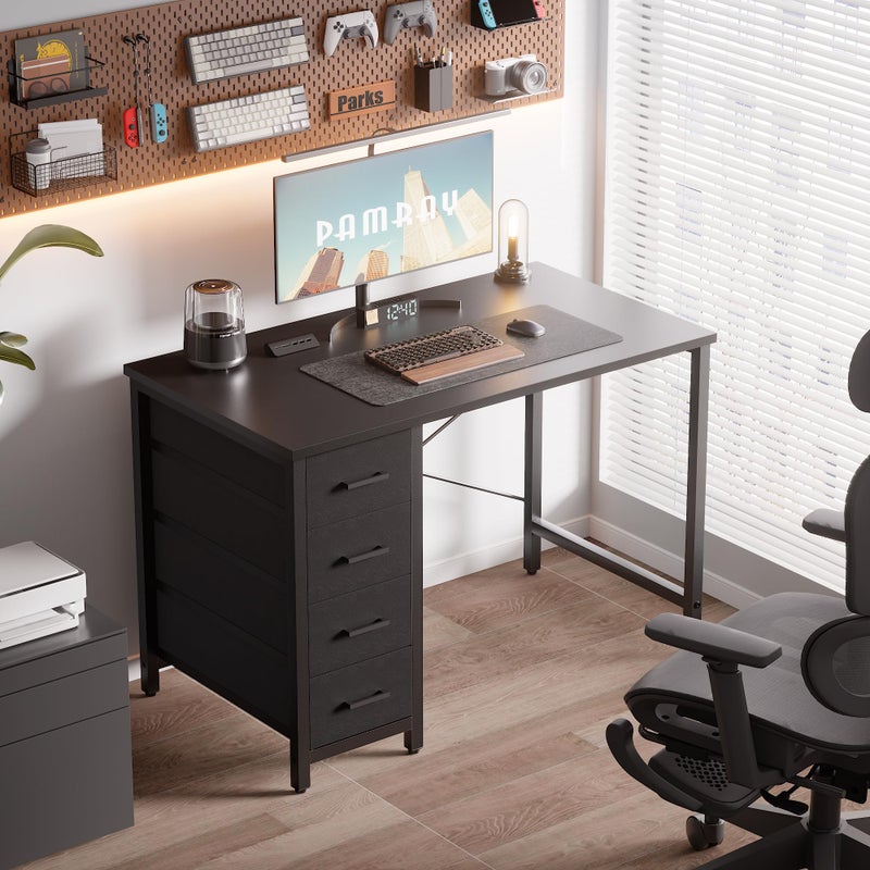 Pamray 32 Inch Computer Desk with 4 Drawers Small Office Desk for Home Bedroom Study Writing Simple Modern Computer Table Black - Image 2