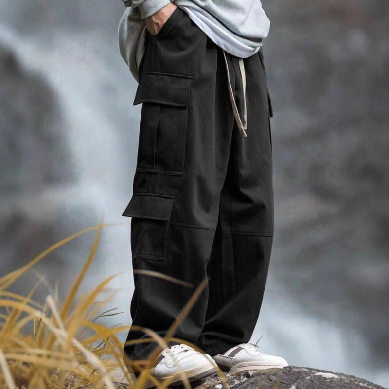 Men's Casual Cargo Pants Straight Leg Relaxed Fit Multi Pockets - Image 2