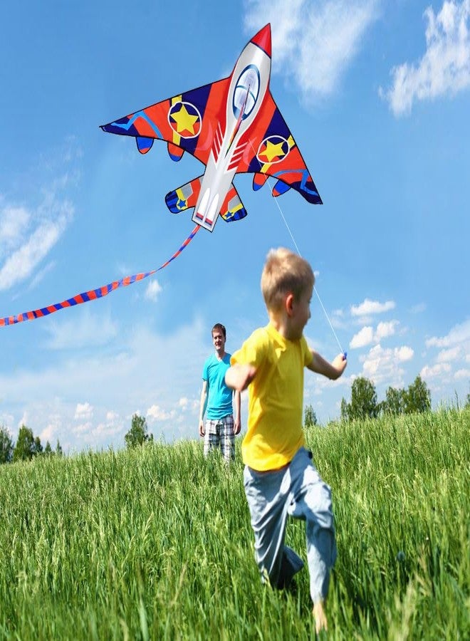 HONBO 58" Fighter Plane Kites for Kids Easy to Fly, Kites for Adults, with Kite Reel and 200ft String, Beginner Kite for Beach Trip - Image 3
