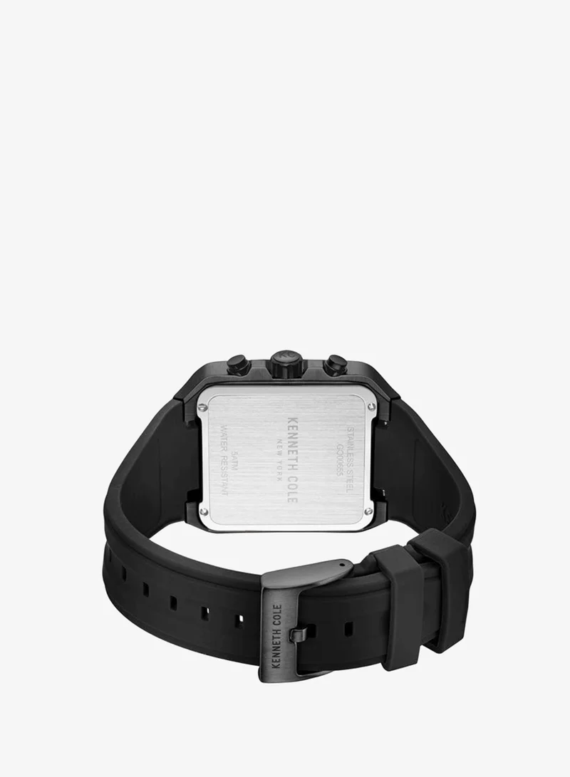 Kenneth Cole New York Black Arlington Black Dial Black Silicone Strap Chronograph Watch for Men - 39.5mm for Men | Best Price UAE