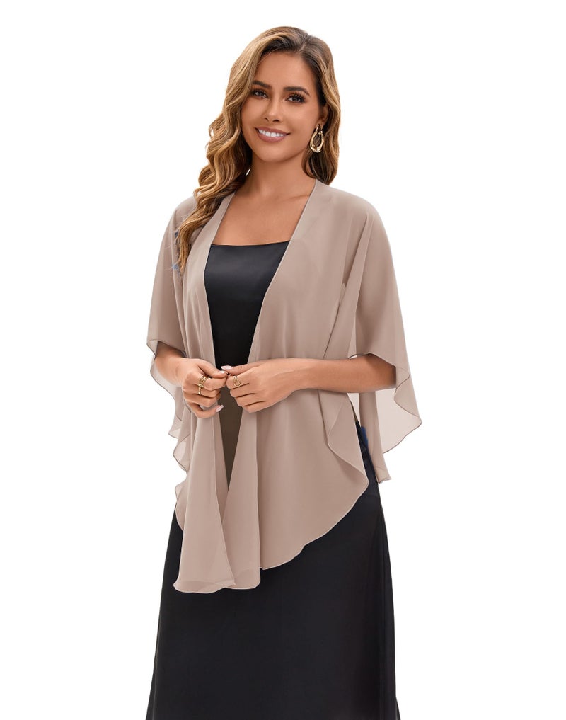 Baoqiya Chiffon Evening Shawl Scarf Wedding Shawls and Wraps for Women Party Bridal Dress on Special Occasion Dresses (Khaki) - Image 3