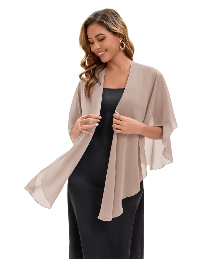 Baoqiya Chiffon Evening Shawl Scarf Wedding Shawls and Wraps for Women Party Bridal Dress on Special Occasion Dresses (Khaki) - Image 5