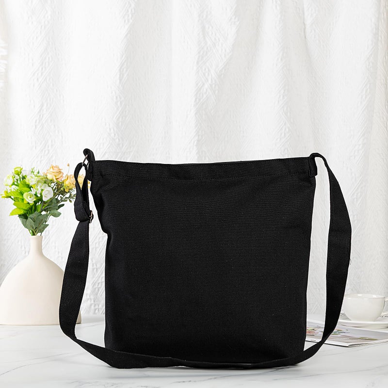 Covelin Women's Large Canvas Shoulder Bag Hobo Tote Handbag Casual Purse Black - Image 3