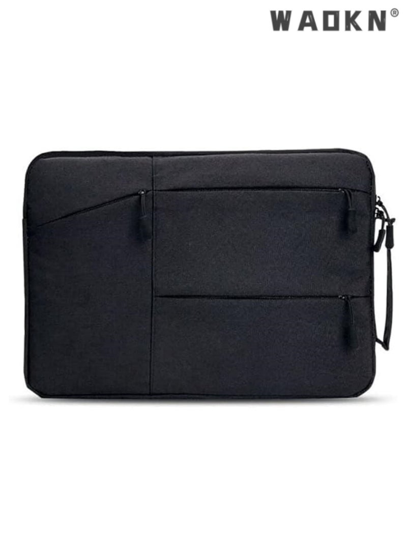 WAOKN Laptop Handbag Sleeve Bag Protective Case Oxford Fabric Waterproof Multifunctional Briefcase compatible with Macbook Pro/Air Retina 13-15.6 inch Notebook, Dell, ThinkPad（black）  - Image 1
