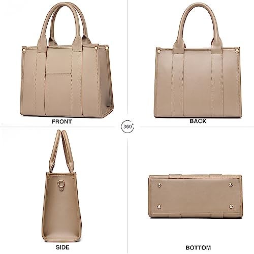 COCIFER The Tote Bag Crossbody Purses for Women Shoulder Bag Handbags PU Leather Top Handle Bags with zipper (Khaki) - Image 4