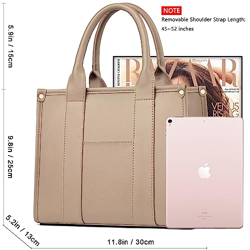 COCIFER The Tote Bag Crossbody Purses for Women Shoulder Bag Handbags PU Leather Top Handle Bags with zipper (Khaki) - Image 5