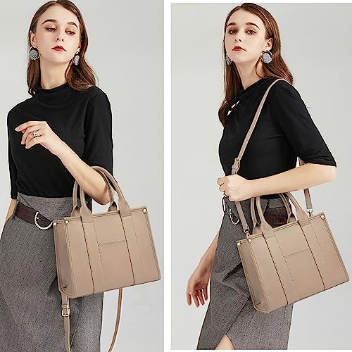 COCIFER The Tote Bag Crossbody Purses for Women Shoulder Bag Handbags PU Leather Top Handle Bags with zipper (Khaki) - Image 2