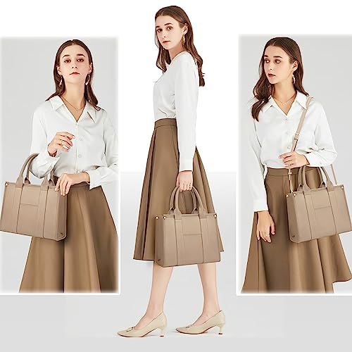 COCIFER The Tote Bag Crossbody Purses for Women Shoulder Bag Handbags PU Leather Top Handle Bags with zipper (Khaki) - Image 3