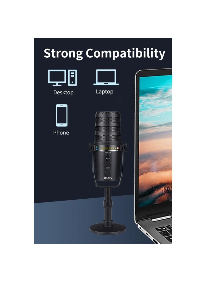 ميكروفون مكثف USB RGB MC-PW12، جودة صوت احترافية بجودة الاستوديو للبث والتسجيل والألعاب، تقليل الضوضاء، كتم الصوت بلمسة واحدة، مراقبة في الوقت الفعلي، التوصيل والتشغيل، إضاءة RGB نابضة بالحياة وتصميم أنيق لإعدادات سطح المكتب