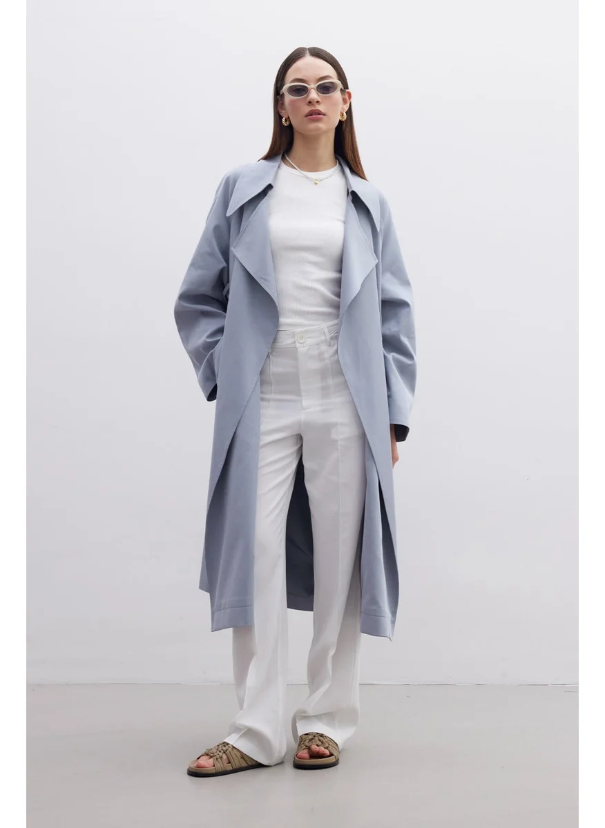 Manuka Oversize Wide Collar Trench Coat Indigo