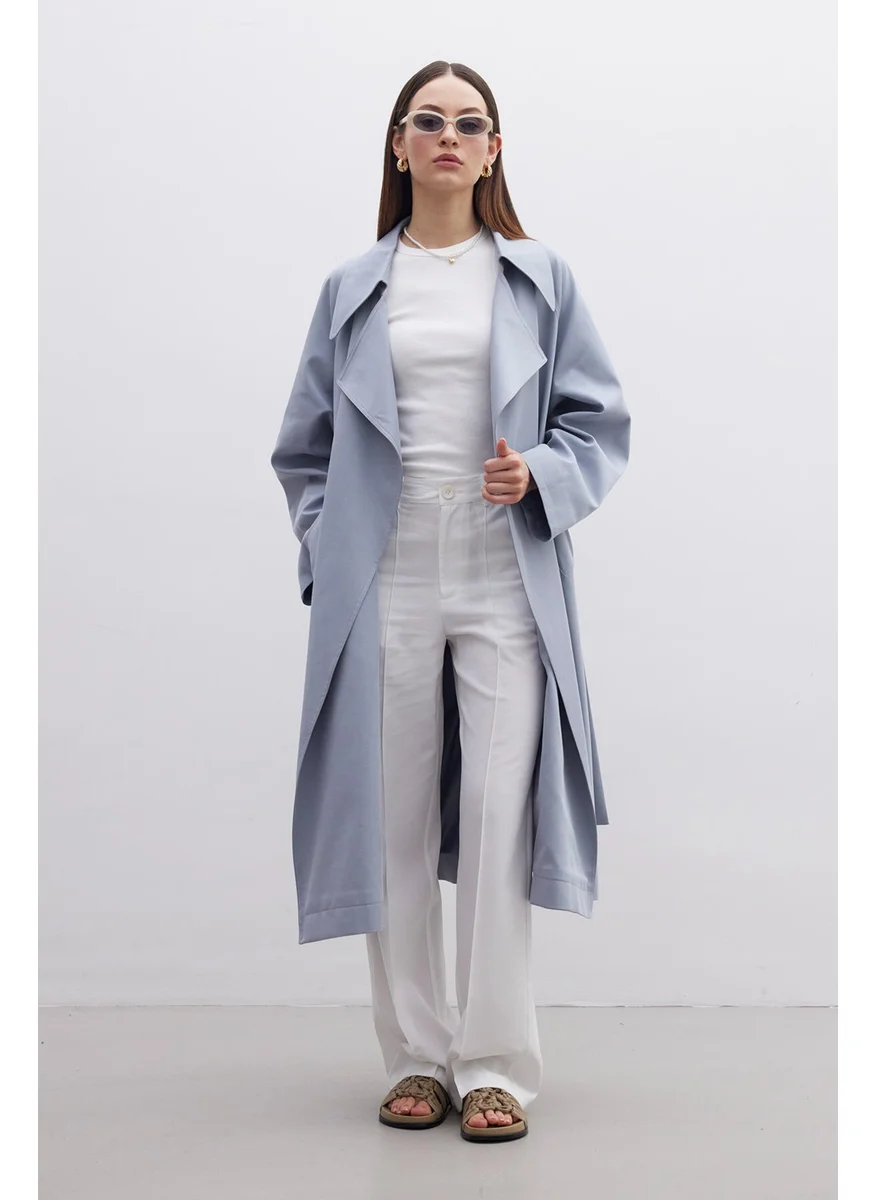 Manuka Oversize Wide Collar Trench Coat Indigo