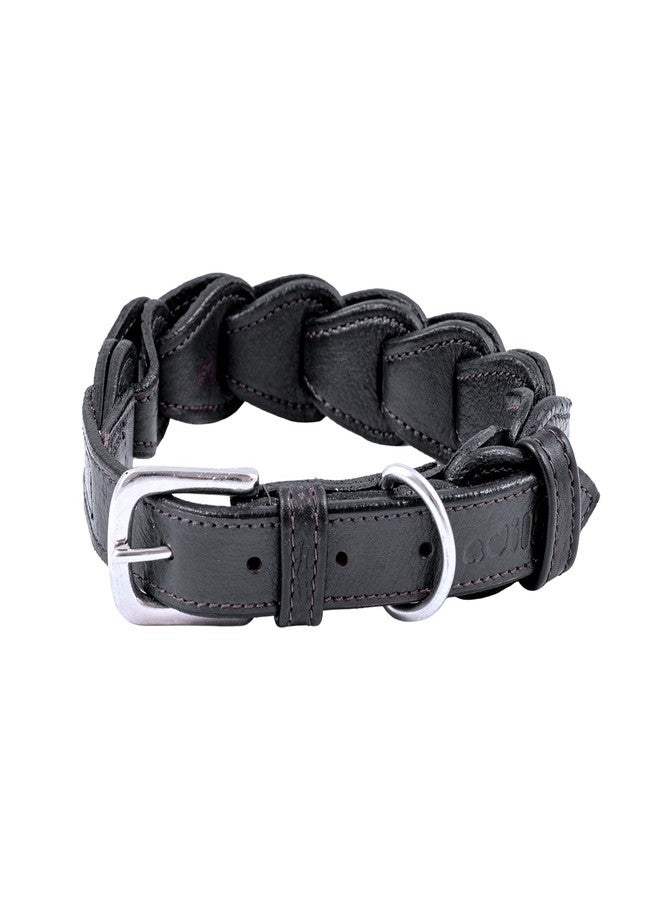 ADIL'S Adil’S Genuine Leather Loop Dog Collar – Handmade, Heavy-Duty, Soft Padded & Adjustable – Durable Braided Leather Collar Dogs, Size: L, Color: Black - Image 1