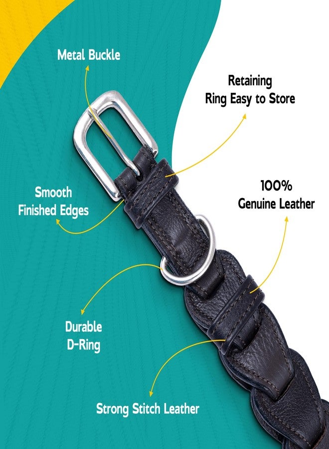 ADIL'S Adil’S Genuine Leather Loop Dog Collar – Handmade, Heavy-Duty, Soft Padded & Adjustable – Durable Braided Leather Collar Dogs, Size: L, Color: Black - Image 2