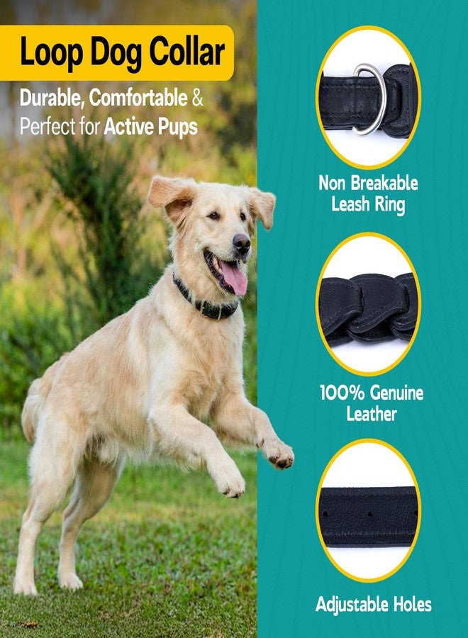 ADIL'S Adil’S Genuine Leather Loop Dog Collar – Handmade, Heavy-Duty, Soft Padded & Adjustable – Durable Braided Leather Collar Dogs, Size: L, Color: Black - Image 5