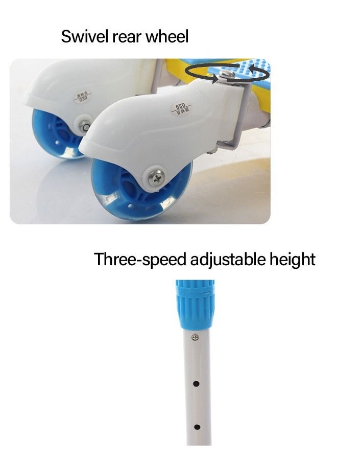 Kids Swing Scooter, 4 Wheels Drifting Wiggle Scooters with Adjustable Height ,Frog Scissor Motion Kick Scooter with Light and Sound