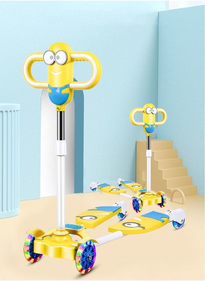 Kids Swing Scooter, 4 Wheels Drifting Wiggle Scooters with Adjustable Height ,Frog Scissor Motion Kick Scooter with Light and Sound