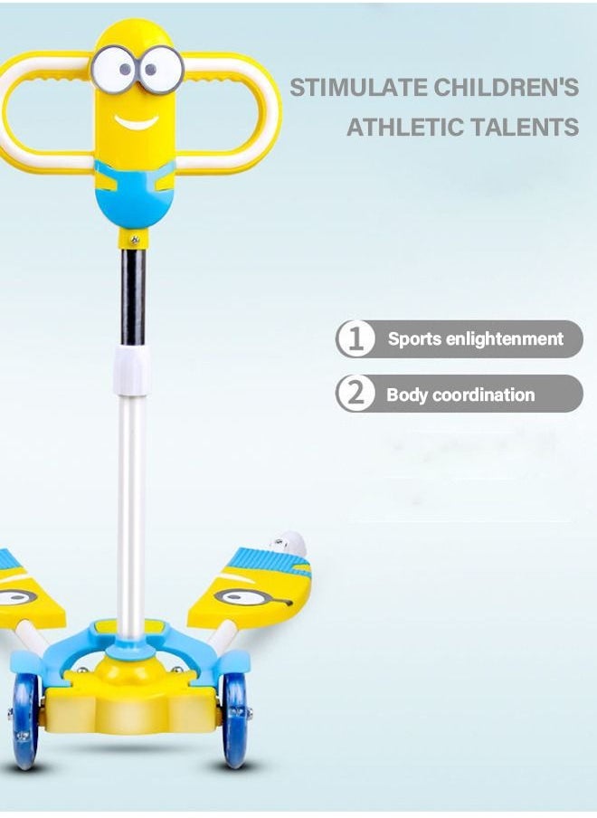 Kids Swing Scooter, 4 Wheels Drifting Wiggle Scooters with Adjustable Height ,Frog Scissor Motion Kick Scooter with Light and Sound