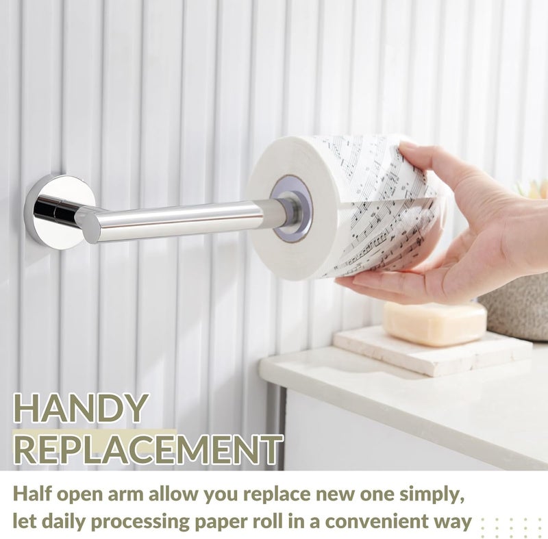 APLusee Toilet Paper Holder Polished Chrome, 304 Stainless Steel Tissue Roll Hanger, Round TP Roll Dispenser for Bathroom Kitchen Washroom, Wall Mount - Image 4