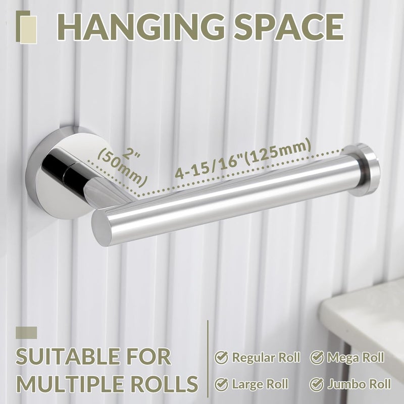 APLusee Toilet Paper Holder Polished Chrome, 304 Stainless Steel Tissue Roll Hanger, Round TP Roll Dispenser for Bathroom Kitchen Washroom, Wall Mount - Image 2