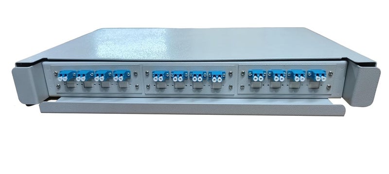 Ramex 24-Port LC/PC Rack Mount Steel Fiber Distribution Box, Black, Compatible with Server, 19 Inches - Image 1