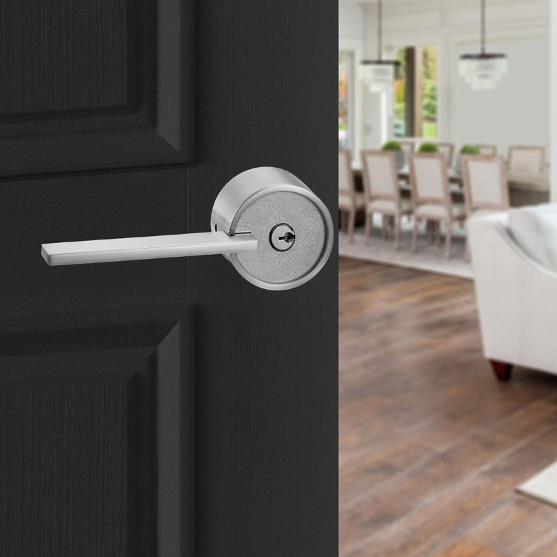 Berlin Modisch Zero Gravity Urban Series Dummy Lever Door Handle Pack Of 2 Non-Turning Single Side Pull Only Lever Set [For Closet Or French Doors] Heavy Duty - Satin Nickel Finish - Image 5