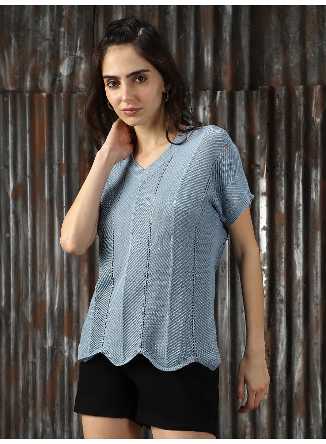 HIGH STAR Women’s Regular Fit Blue Tops – Stylish and Casual - Image 2