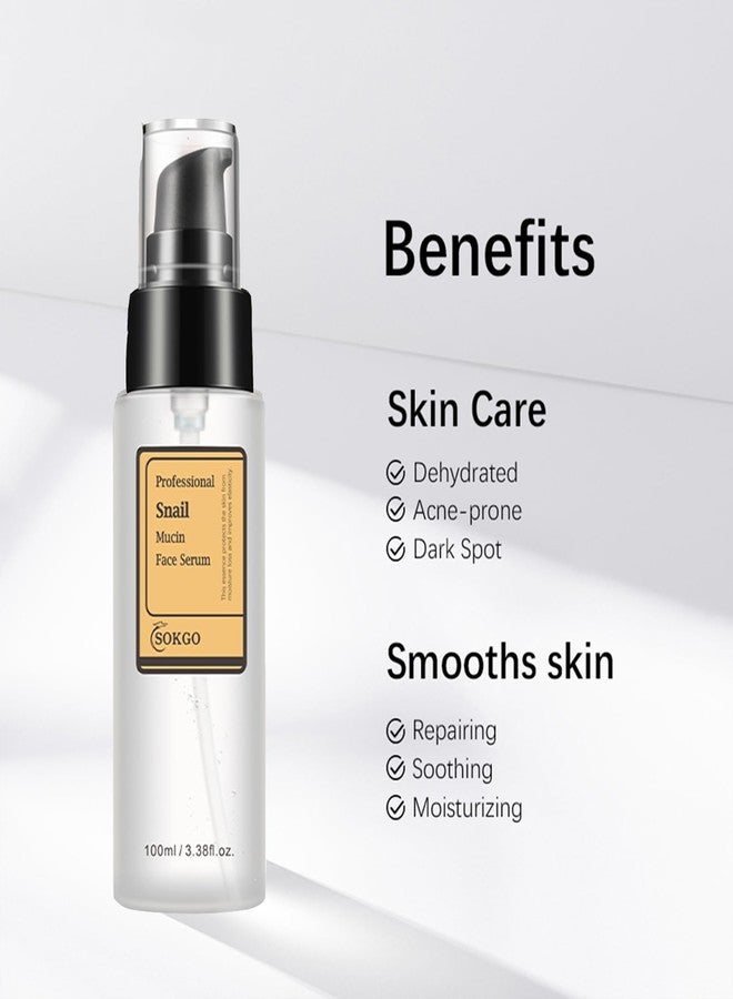 Fovcos Snail Mucin Serum, Snail Secretion Filtrate, Snail Mucin Power Repairing Essence, Hydrating Serum with Snail Secretion Filtrate Sodium Hyaluronate for All Skin - Image 5