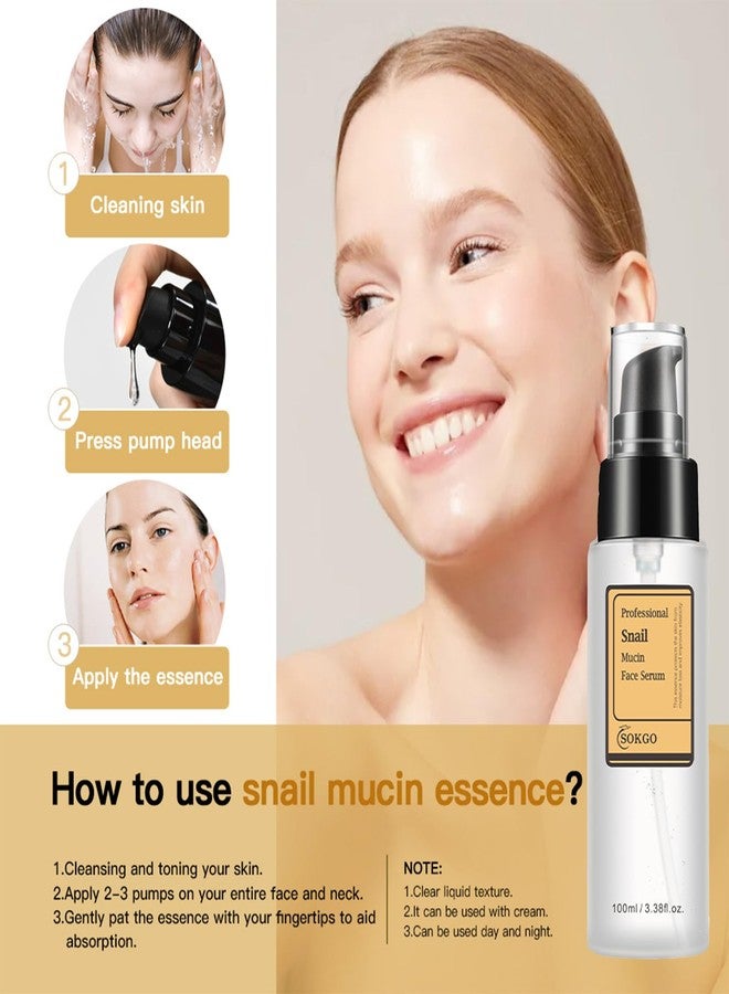 Fovcos Snail Mucin Serum, Snail Secretion Filtrate, Snail Mucin Power Repairing Essence, Hydrating Serum with Snail Secretion Filtrate Sodium Hyaluronate for All Skin - Image 3