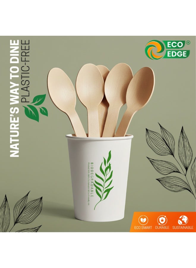 ایکوایدج EcoEdge Wooden Heavy-Duty Spoon (50 Pack) 140 MM | Eco Friendly, Premium, Stylish, Natural, Recyclable, Plastic and Chemical Free | For Birthday Party, Events, Picnic and Takeout | 100% Biodegradable - Image 4
