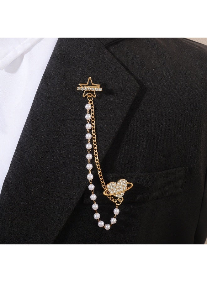 KUYING Retro Fashion Baroque Rhinestone Chain Brooch 