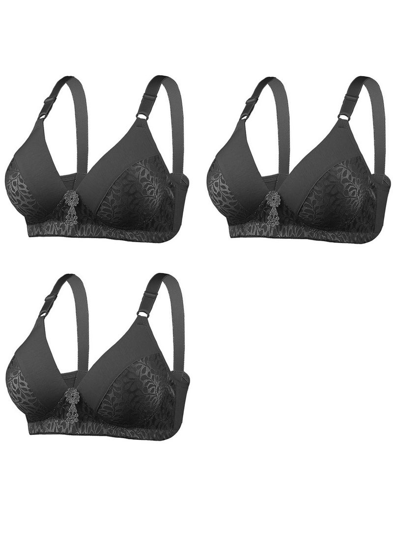 3-Piece Set Of B-Cup Bras Without Underwire For Middle-Aged And Elderly People - Image 1