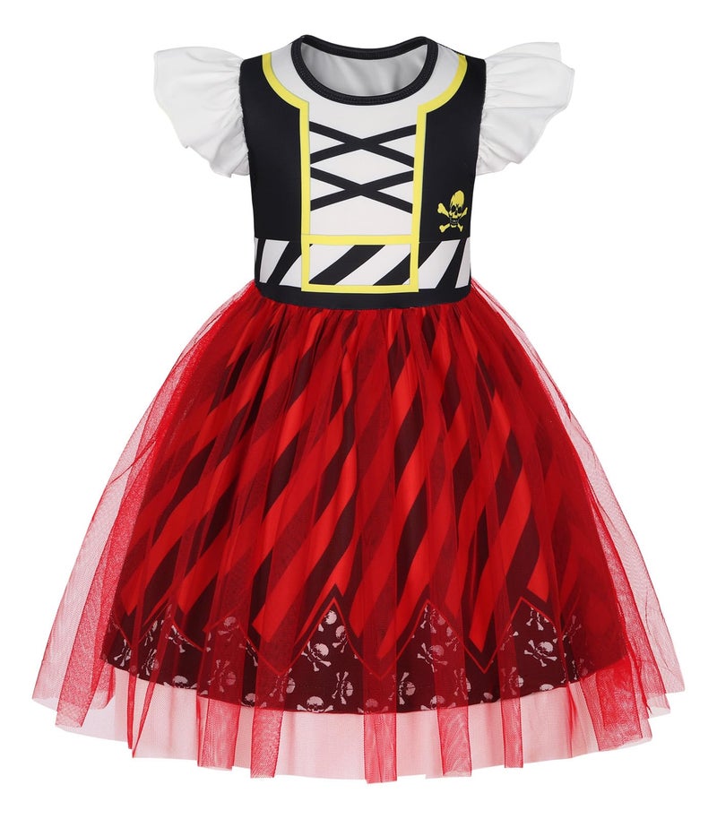 Henzworld Pirate Costume Kids  Girls Pirate Dress For Halloween Cosplay Outfits Little Girl Buccaneer Costumes Tulle Dress Birthday Party Dressing Up 3T 4T - Image 1
