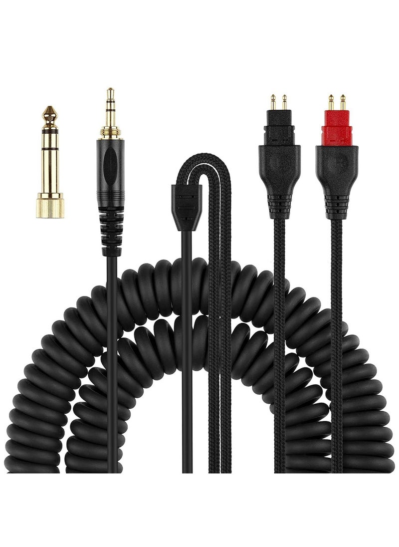 اووكاي [ترقية] كابل صوت بديل متوافق مع سماعات Sennheiser HD650 HD600 HD660s HD580، وسماعات رأس مضفرة من النايلون الملفوف بطول 1.5 متر/59 بوصة [غير أصلي] (أسود)  - Image 1