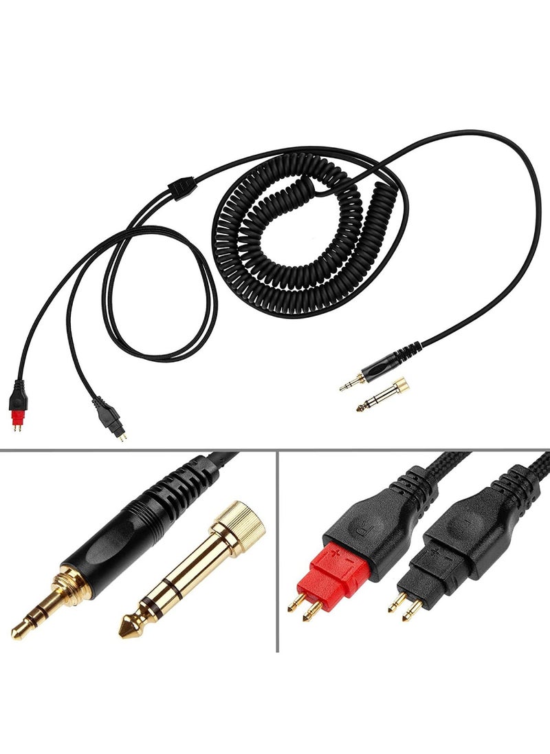اووكاي [ترقية] كابل صوت بديل متوافق مع سماعات Sennheiser HD650 HD600 HD660s HD580، وسماعات رأس مضفرة من النايلون الملفوف بطول 1.5 متر/59 بوصة [غير أصلي] (أسود)  - Image 3