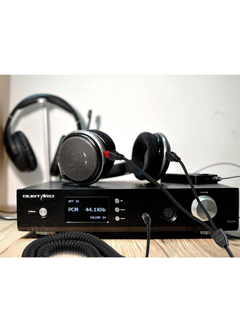 اووكاي [ترقية] كابل صوت بديل متوافق مع سماعات Sennheiser HD650 HD600 HD660s HD580، وسماعات رأس مضفرة من النايلون الملفوف بطول 1.5 متر/59 بوصة [غير أصلي] (أسود)  - Image 4
