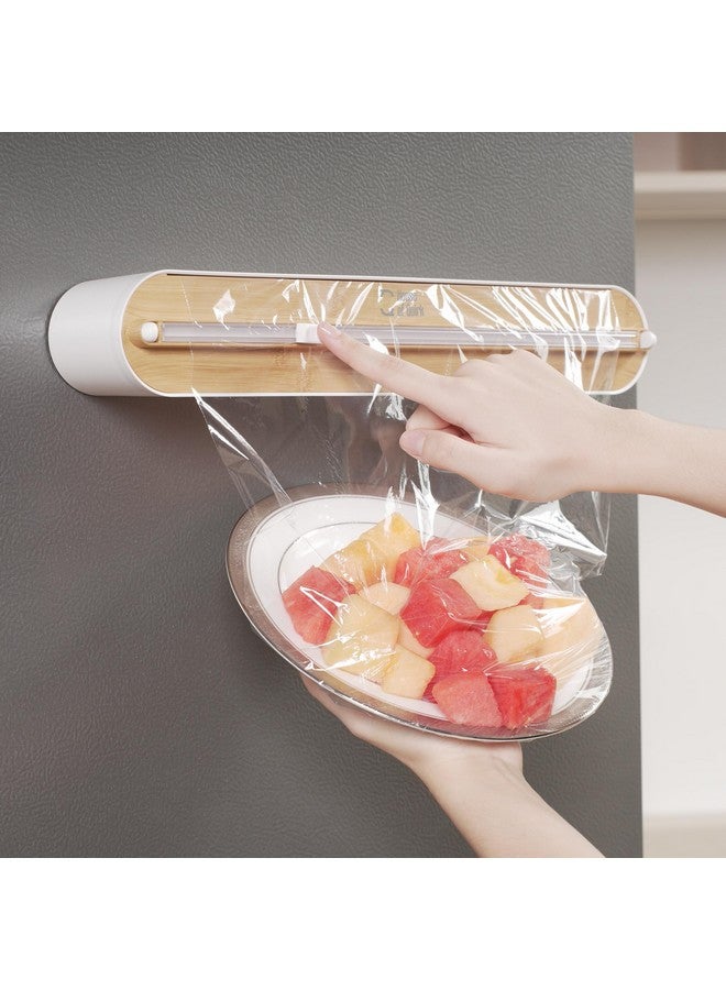 HOUSE OF QUIRK House of Quirk Magnetic Plastic Wrap Dispenser with Cutter, Aluminum Foil and Plastic Wrap Organizer with Paper Towel Holder, Compatible with Cling Film, Tin Foil and Wax Paper (Brown) - Image 1