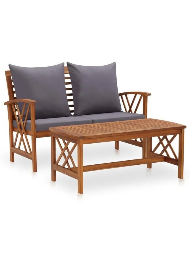 vidaxl vidaXL 2 Piece Garden Lounge Set with Cushions Solid Acacia Wood  - Image 1