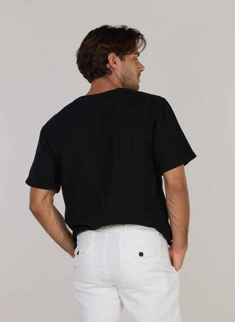 Just Nature Black String Crew Neck T-Shirt for Men | Best Price UAE